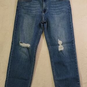 Just Black Denim Women's Distressed Blue Straight Leg Jeans